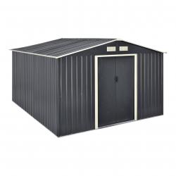 Abri de jardin 277 x 319 x 192 cm toit à pignon tôles en acier galvanisées gris foncé 03_0007174