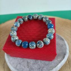 Bracelet Jaspe Impérial perles 10 mm avec écrin  Réf : N172