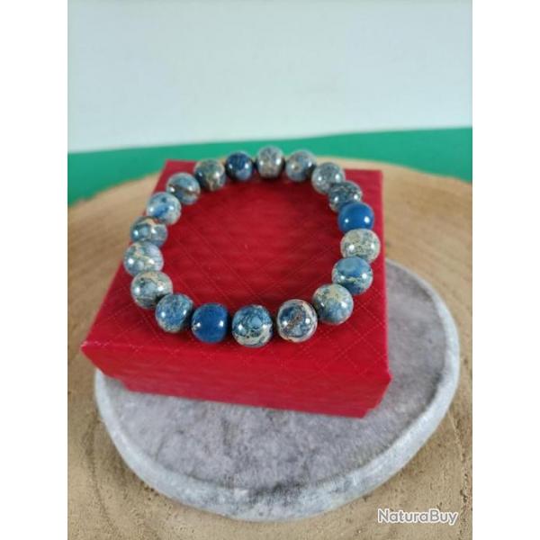 Bracelet Jaspe Imprial perles 10 mm avec crin  Rf : N172