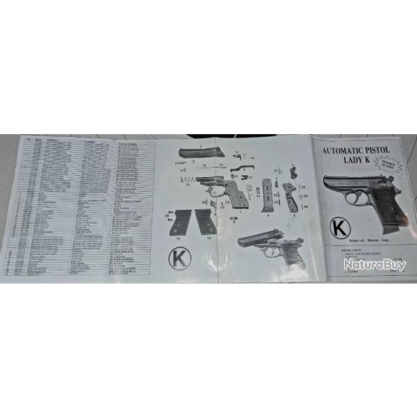 Plaquette de crosse gauche pour pistolet Lady K de KimarRplique Walther PPK