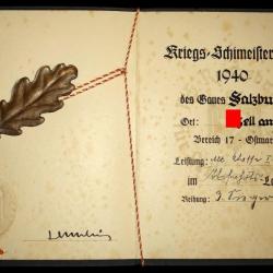 DIPLOME & INSIGNE ALLEMANDS de la SECONDE GUERRE.  /8221