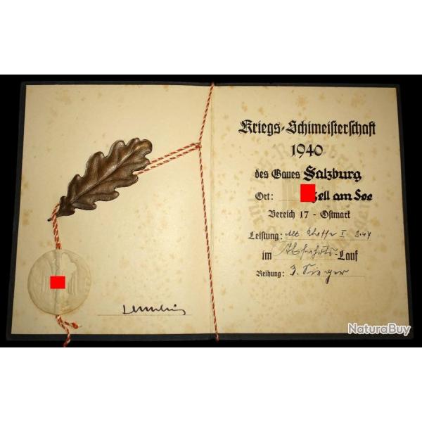 DIPLOME & INSIGNE ALLEMANDS de la SECONDE GUERRE.  /8221