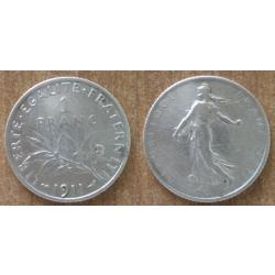 France 1 Franc 1911 Semeuse par Roty Piece Argent Francs