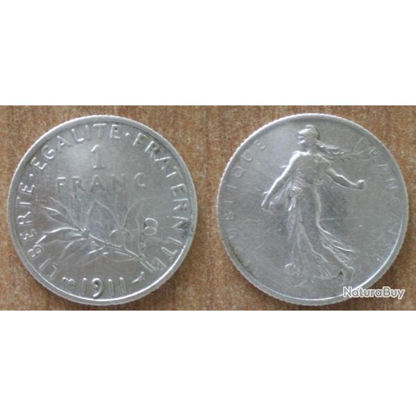 France 1 Franc 1911 Semeuse par Roty Piece Argent Francs