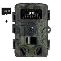 Caméra de chasse Infrarouge, détecteur de mouvements, carte 32Gb, 1080P HD, Vision nocturne, étanche