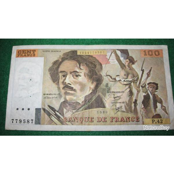 France billet de 100 Francs E.Delacroix de 1980