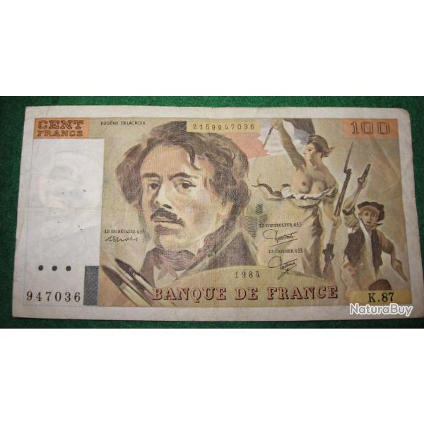 France billet de 100 Francs E.Delacroix de 1984