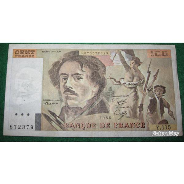 France billet de 100 Francs E.Delacroix de 1986