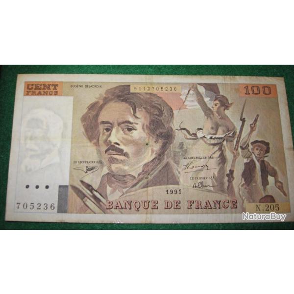 France billet de 100 Francs E.Delacroix de 1991
