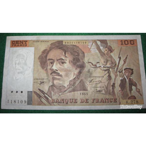 France billet de 100 Francs E.Delacroix de 1995