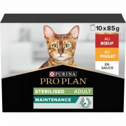 PROPLAN CAT STERILISED SAUCE 5 BOEUF 5 POULET 10X85GR