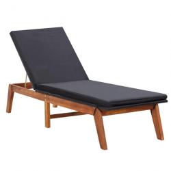 Transat chaise longue bain de soleil lit de jardin terrasse meuble d'extérieur et coussin résine tr