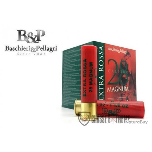 25 Cartouches B&P Extra Rossa 28 Magnum 32G Cal 28/76 Pb N 7