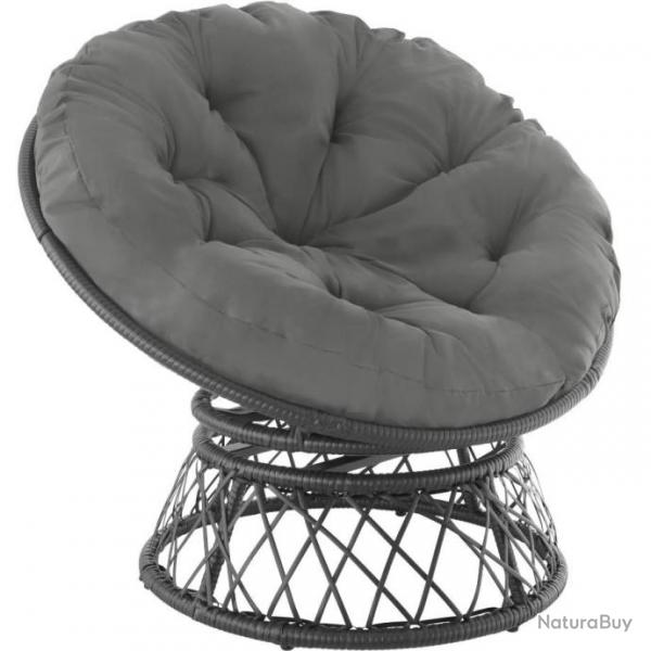 Fauteuil de jardin en rotin GABRIEL gris rotatif chaise553