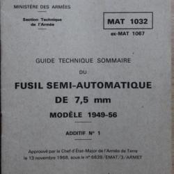Guide Technique sommaire du Fusil semi Automatique de 7.5mm Mle 1946-56 MAT 1032