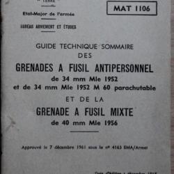 Guide technique sommaire des grenades a fusil antipersonnel de 34mm Mle 1952 MAT 1106