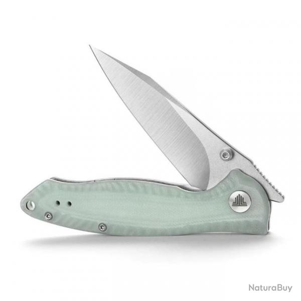 Couteau Trivisa Delphinus Jade Manche G10 Lame Acier 14C28N IKBS Linerlock Clip TVTY13G14