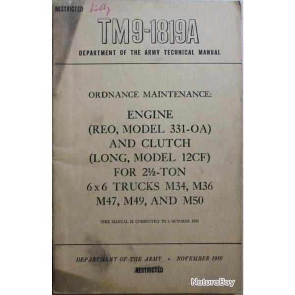 Manual TM9-1819A : Engine and Clutch for 2(1/2)-Ton M34 M36, M47, M49 and M50