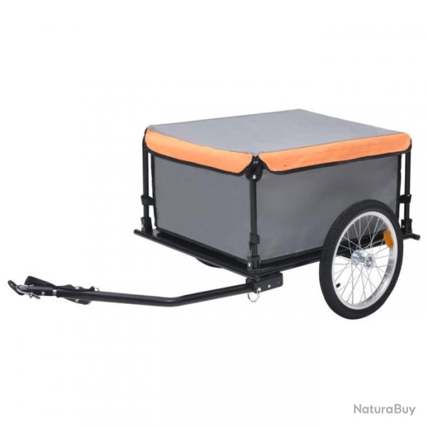 Remorque de bicyclette gris et orange 65 kg 02_0004500