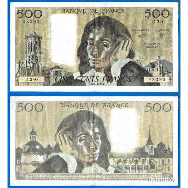 France 500 Francs 1986 Grand Billet Pascal Franc