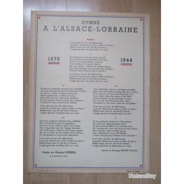 Affiche HYMNE 1870-1944