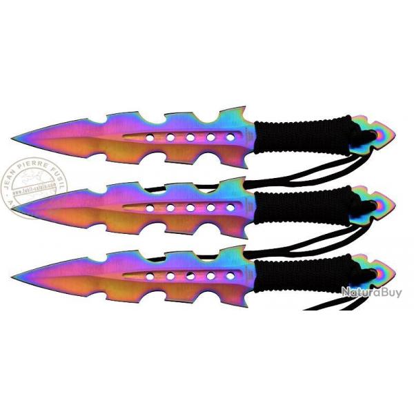 Perfect Point - Lot de 3 couteaux de lancer Rainbow