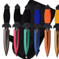 Perfect Point - Lot de 6 couteaux de lancer colorés