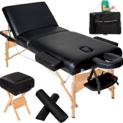 ACTI-Set de table de massage FINLANDE portable pliante à 3 zones noir+ accessoires table278
