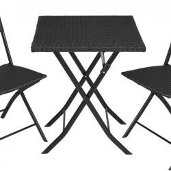 Salon de jardin TORA noir (1 table+2 chaises) table196