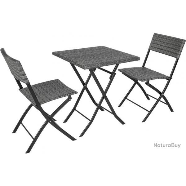 Salon de jardin TORA gris (1 table+2 chaises) table197