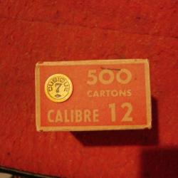 Rare boite 500 cartons de fermeture N°7 cubique Cal. 12 Collection rechargement