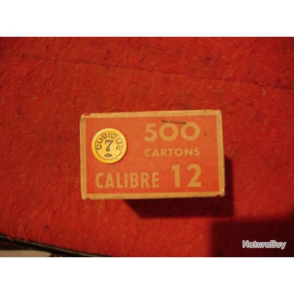 Rare boite 500 cartons de fermeture N7 cubique Cal. 12 Collection rechargement