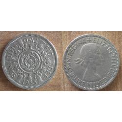 Royaume Uni 2 Shillings 1953 Elizabeth 2 Piece Shilling Pound Pounds