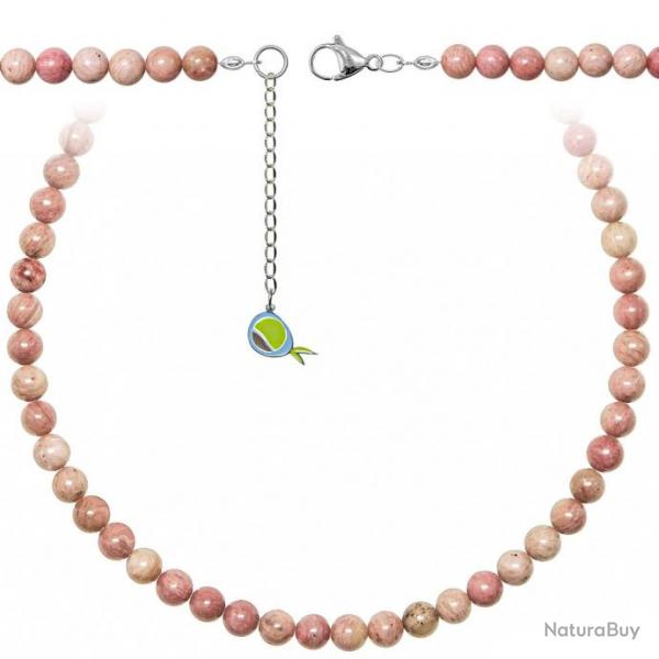 Collier en rhodonite - Perles rondes 6 mm - 43 cm