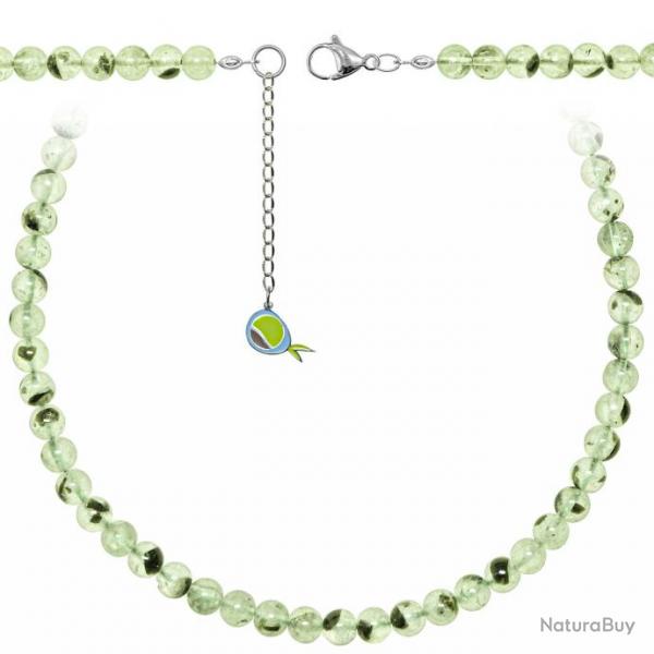 Collier en prhnite pidote - Perles rondes 6 mm - 43 cm