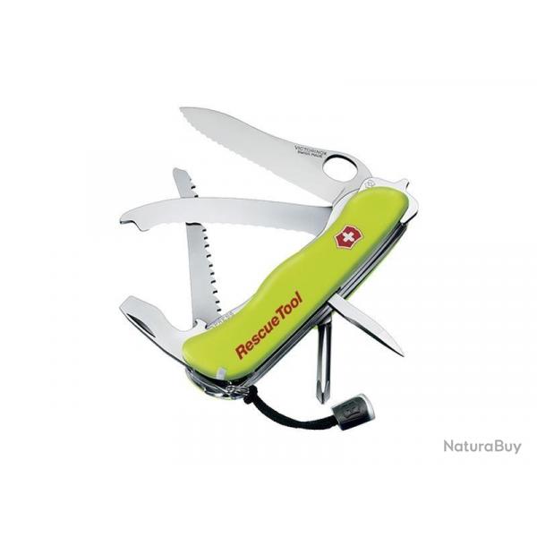 COUTEAU VICTORINOX RESCUE TOOL ONE HAND FLUO A DENTS