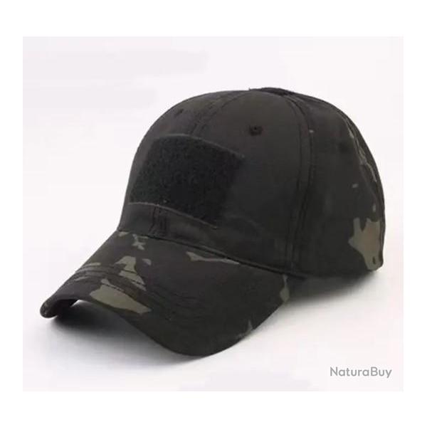 Casquette treillis noire velcro en faade