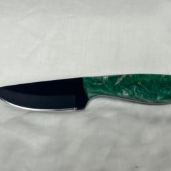 Couteau à dépecer noir forgé 20cm marbré vert CHASSE24