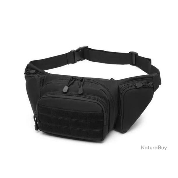 Sacoche banane tactique - Noire - v1 - Livraison gratuite