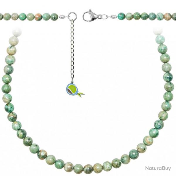 Collier en chrysocolle - Perles rondes 6 mm - 38 cm