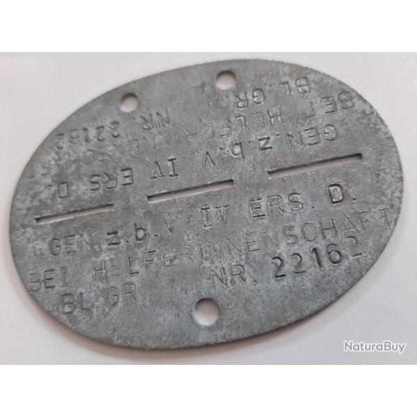 Belle plaque identit allemande de la Seconde Guerre Mondiale en aluminium pais. Authentique.