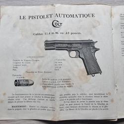 NOTICE ancienne Le pistolet Automatique COLT