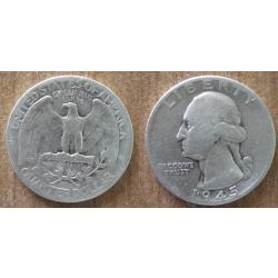 Usa 25 Cents 1945 Quarter Dollar Argent Cent Piece Etats Unis Dollars