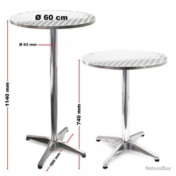 ++Table de bistro en aluminium pliable rglable en hauteur 74/114cm  60 table61808