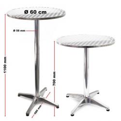 ++Table de bistro en aluminium réglable en hauteur 70/110 cm Ø 60 cm table61807