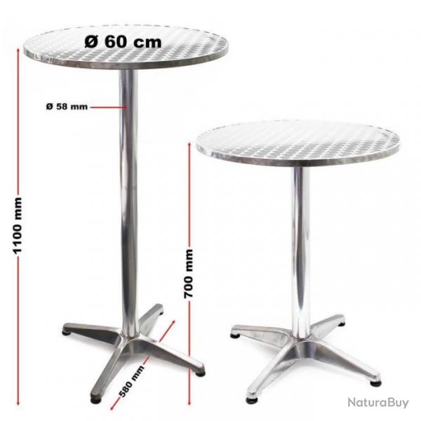 ++Table de bistro en aluminium rglable en hauteur 70/110 cm  60 cm table61807