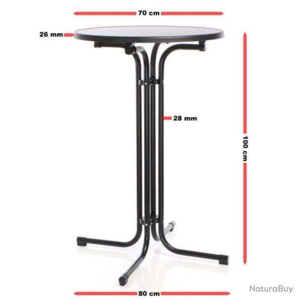 ++Table bistro haute Noire 70cm Pliable 110cm table64221