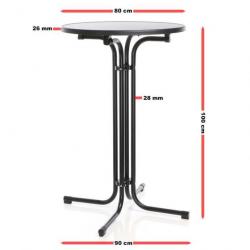 ++Table bistro haute Noire Ø80cm Usage intérieur/extérieur Pliable Hauteur 110cm table64223