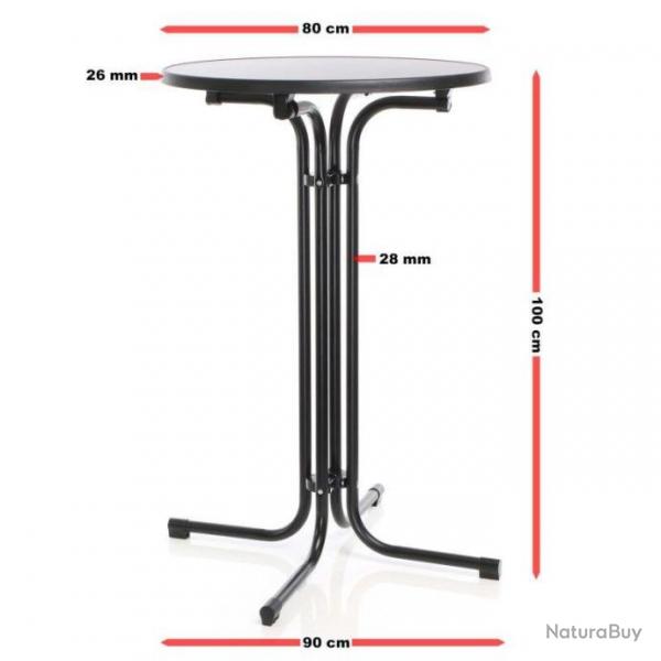 ++Table bistro haute Noire 80cm Usage intrieur/extrieur Pliable Hauteur 110cm table64223