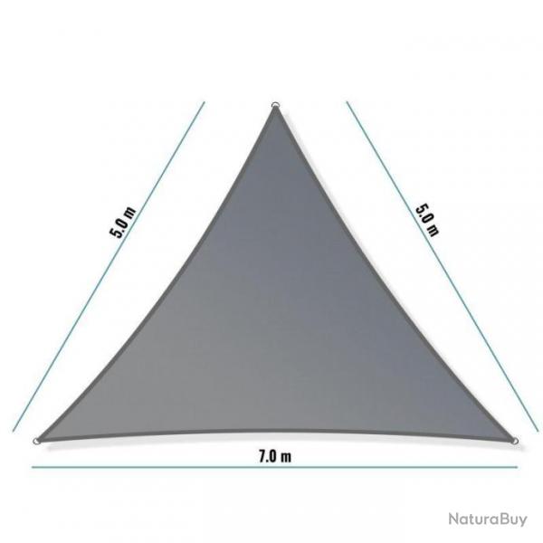 ++Voile d'ombrage Triangulaire 5x5x7m Protection Vent Soleil UV 30+ jardi64145